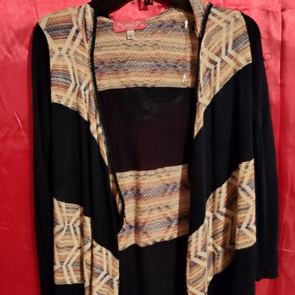 Patterned Navy Blue Cardigan - Picture 2 of 3